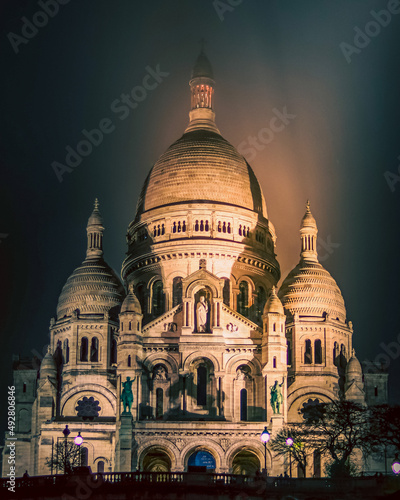 sacre coeur basilica at night фототапет