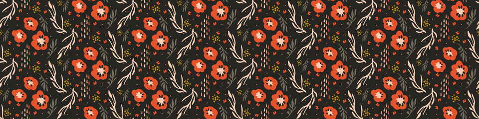 Stickers Vintage bloemen patronen Donkere boho wilde bloemen vintage  © Limolida Studio