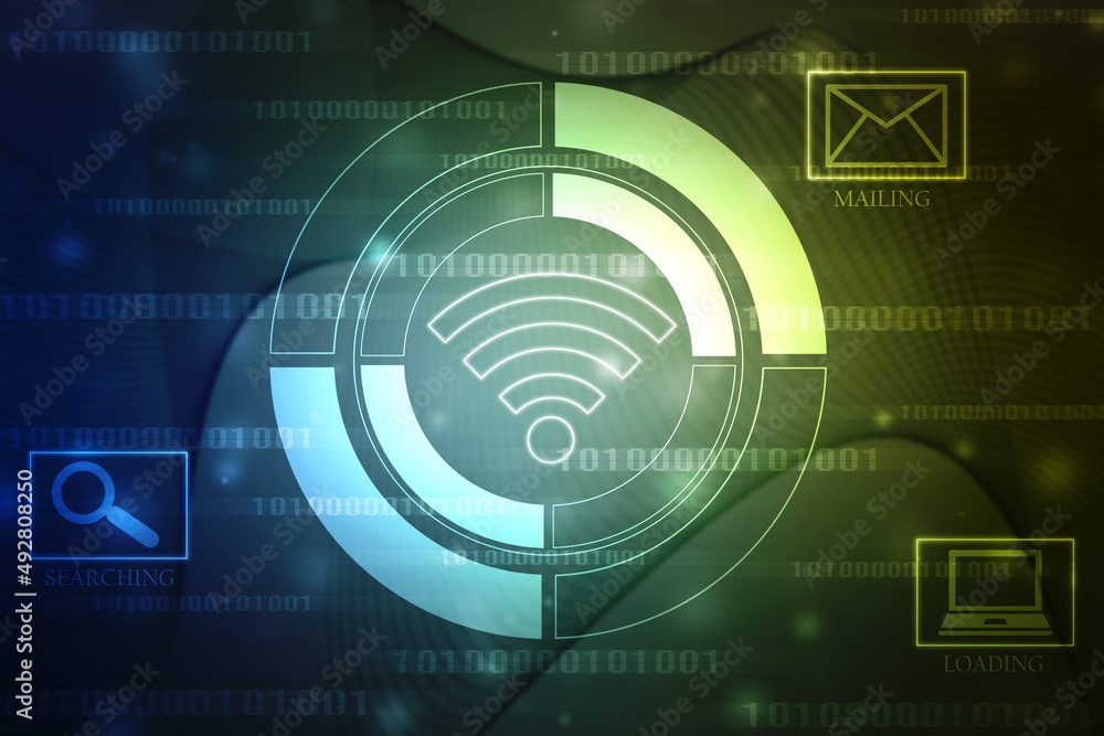 2d illustration WIFI symbol sign, WIFI Internet Network Connection Background, Wireless network connection background 2d illustration WIFI symbol sign, WIFI Internet Network Connection Background, Wireless network connection background