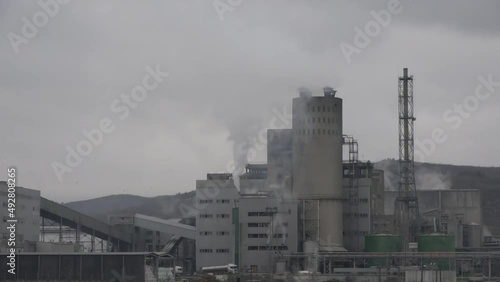 Wallpaper Mural Industrial chimneys with heavy smoke causing air pollution on gray sky backgroun Torontodigital.ca