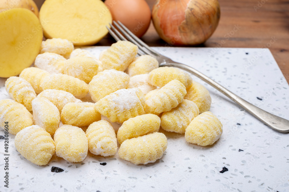 Italian cuisine, homemade gnocchi di patata made from potatoes Italian cuisine, homemade gnocchi di patata made from potatoes