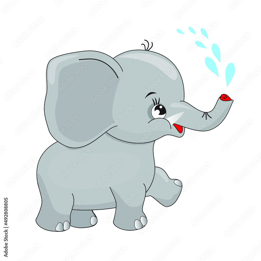 Vector illustration of cute elephant isolated in cartoon style on white background. Use for kids app, game, book, clothing print T-shirt print, baby shower. Vector illustration of cute elephant isolated in cartoon style on white background. Use for kids app, game, book, clothing print T-shirt print, baby shower.