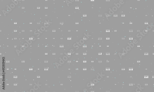 Seamless background pattern of evenly spaced white water game symbols of different sizes and opacity. Vector illustration on gray background with stars
