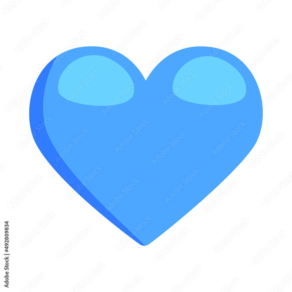 Blue Heart Sign Emoji Icon Illustration. Love Vector Symbol Emoticon