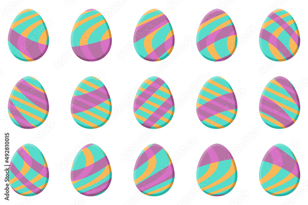 pink easter egg set green orange painted glass dimensional beveled easter eggs icon decoration holiday pattern set