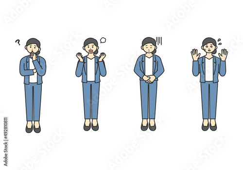 ネガティブな表情のビジネスパーソンのイラスト素材