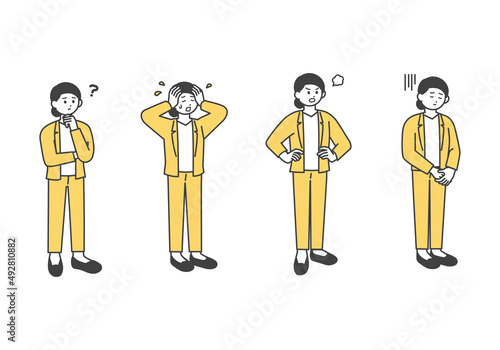 ネガティブな表情のビジネスパーソンのイラスト素材