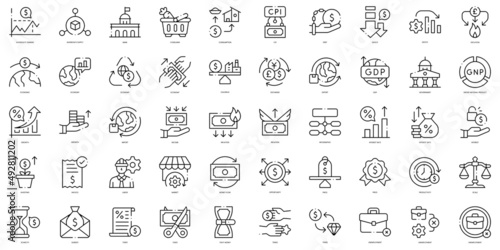 Linear Style macro economy Icons Bundle