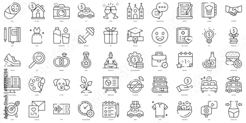 Linear Style new year proposals Icons Bundle
