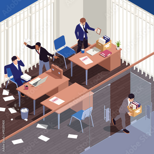 Unemployment Isometric Composition