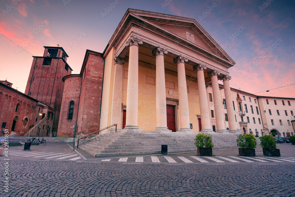 Treviso, Italy. Cityscape image of historical center of Treviso, Italy with Treviso Cathedral at sunrise.