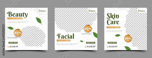 Beauty and Spa Salon square banner template design collection. Usable for social media post, banner, and web.