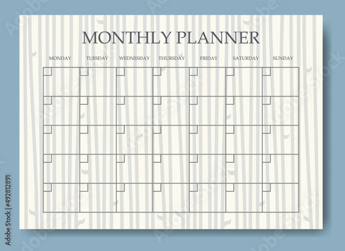 Creative pastel colored monthly planner template. Bamboo blank printable goal setting sheet