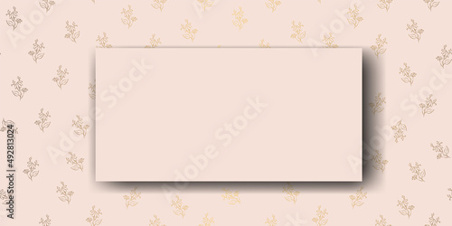 Vector. Chamomile flower background, copy space for text. Horizontal template for cards, wedding invitations, party invitations, flyers, covers, brochures, social networks. Hand-drawn sketch. Beige.