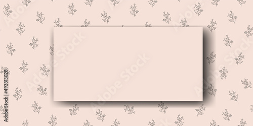 Vector. Chamomile flower background, copy space for text. Horizontal template for cards, wedding invitations, party invitations, flyers, covers, brochures, social networks. Hand-drawn sketch. Beige.