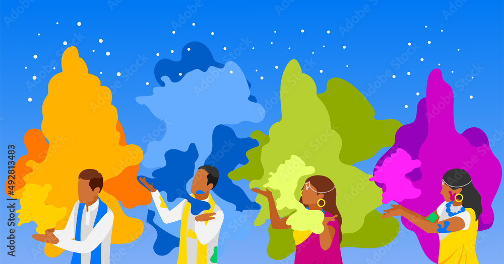 Holi Isometric Colorful Background