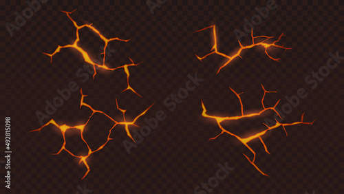 Vector crack texture with glowing lava