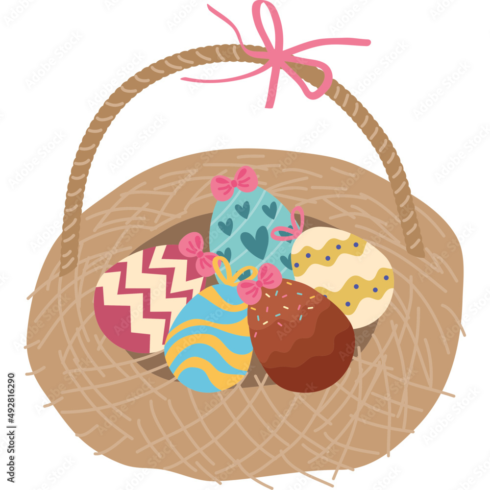 easter basket with eggs