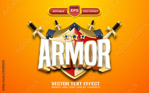 Battle armor logo games text effect with golden style