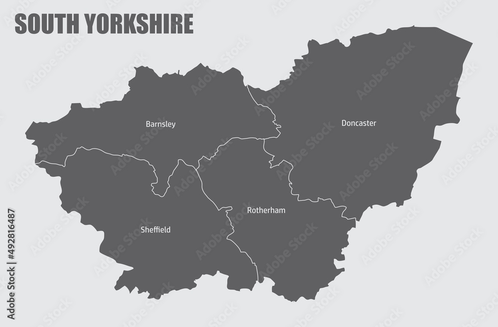 South Yorkshire county administrative map