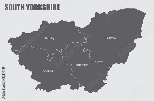 Obraz na płótnie South Yorkshire county administrative map w salonie