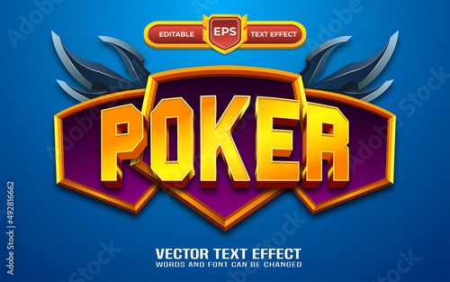 Poker editable text effect with golden style