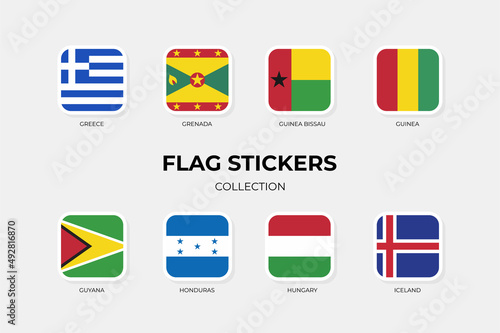 Free Download Flag Stickers of Greece, Grenada, Guinea Bissau, Guinea, Guyana, Honduras, Hungary, Iceland - GFXLoad