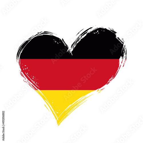 German flag heart-shaped grunge background. Vector illustration.