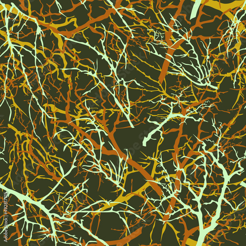 Tree branches on a dark background. Pattern.