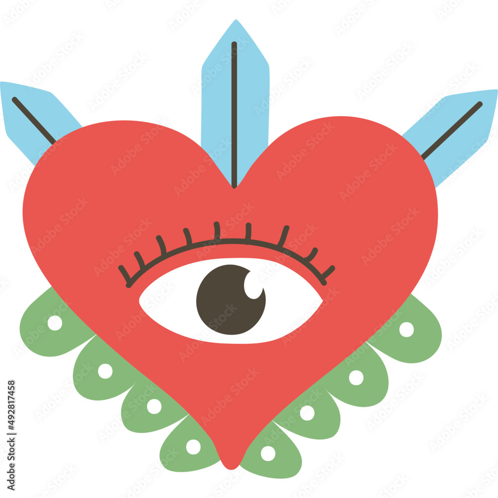 Fototapeta premium heart with eye and feathers