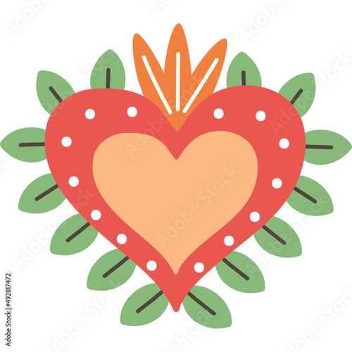 heart love with leaves