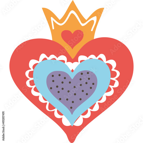 heart love with crown