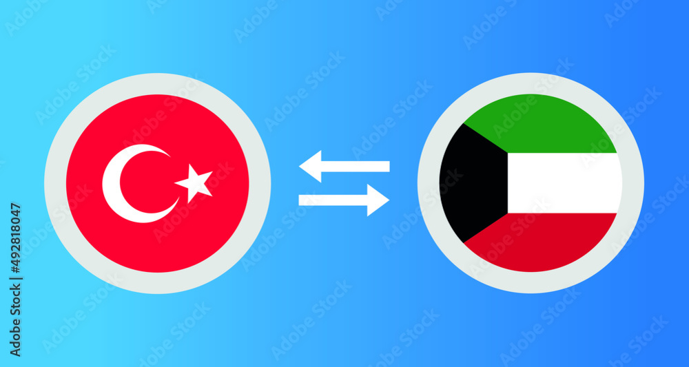 round icons with Turkey and Kuwait flag exchange rate concept graphic element Illustration template design
round icons with Turkey and Kuwait flag exchange rate concept graphic element Illustration template design