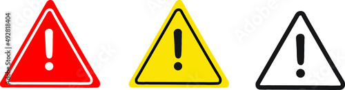 Danger sign, warning sign, attention sign. Danger warning attention icon. Caution signs. Symbols danger and warning signs.