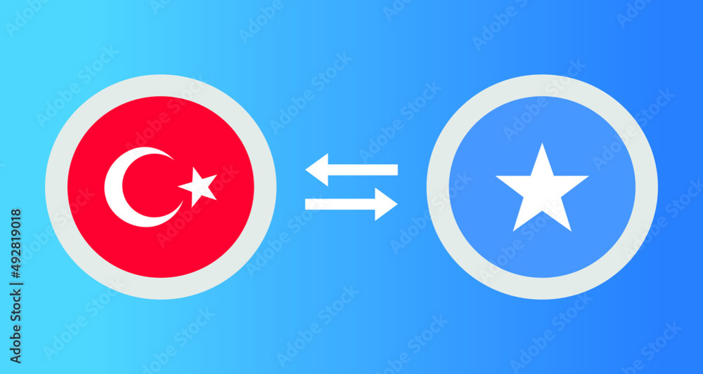 round icons with Turkey and Somalia flag exchange rate concept graphic element Illustration template design
round icons with Turkey and Somalia flag exchange rate concept graphic element Illustration template design
