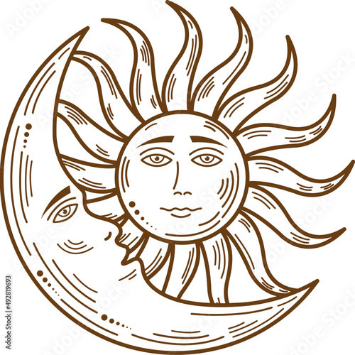 Foto crescent moon and sun