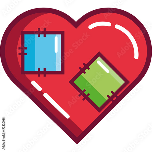 heart love with patches