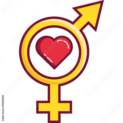 heart with bisexual gender symbol