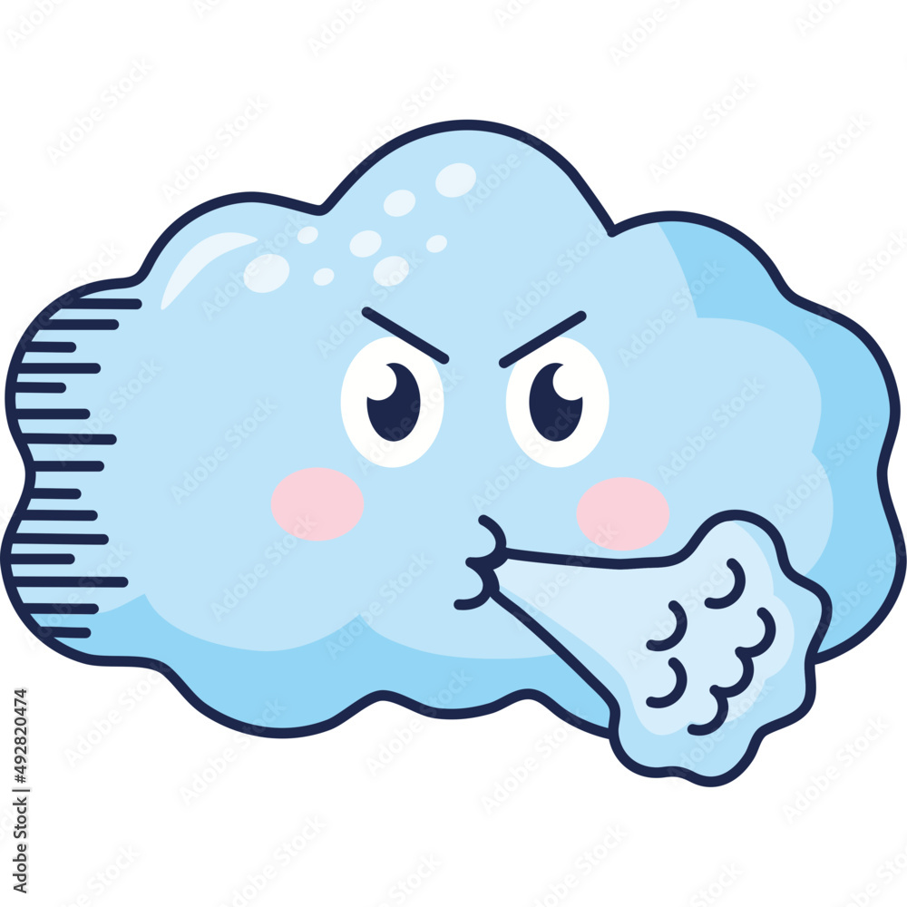 cloud blowing kawaii character cloud blowing kawaii character