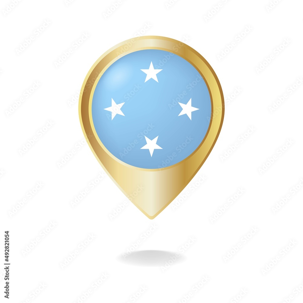 Micronesia flag on golden pointer map, Vector illustration eps.10 Micronesia flag on golden pointer map, Vector illustration eps.10