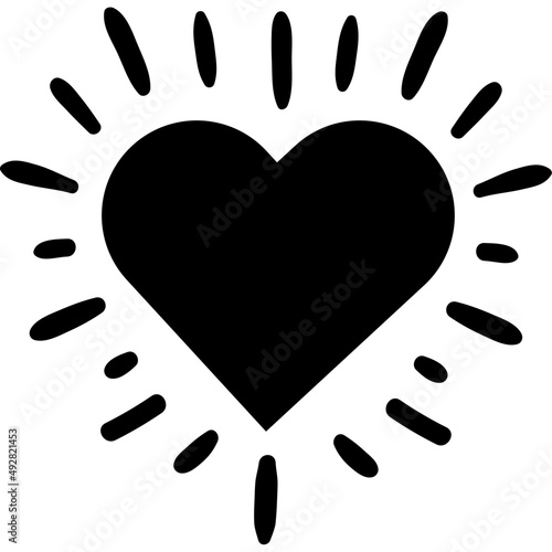 heart love monochrome sunburst