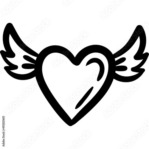 heart love flying monochrome