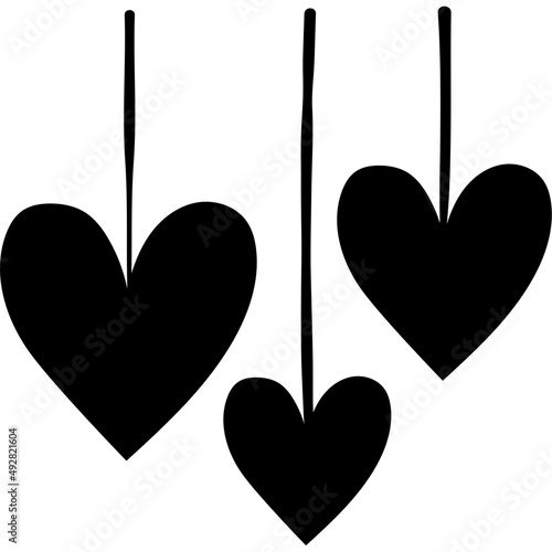 three hearts silhouettes hanging