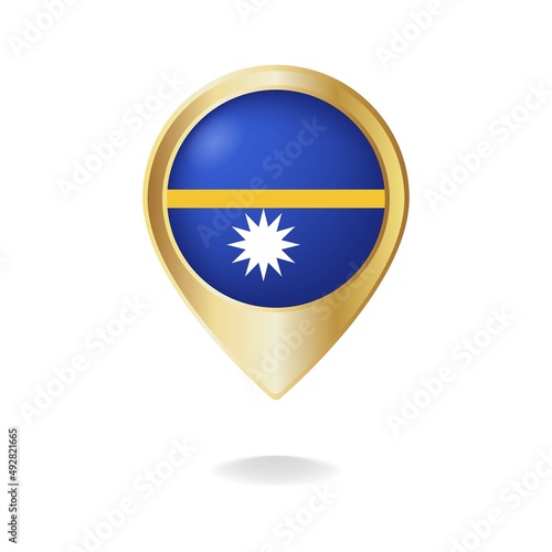 Free Download Nauru flag on golden pointer map, vector illustration eps.10 - GFXLoad