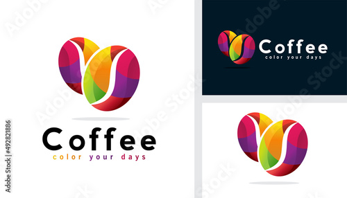 modern colorful coffee beans logo design, creative coffee color your days vector template icon