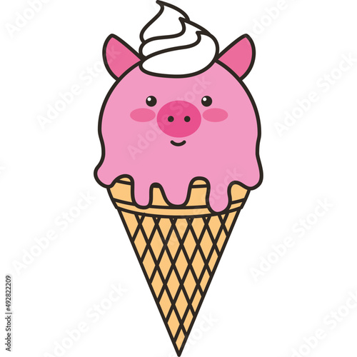 sweet ice cream pig character