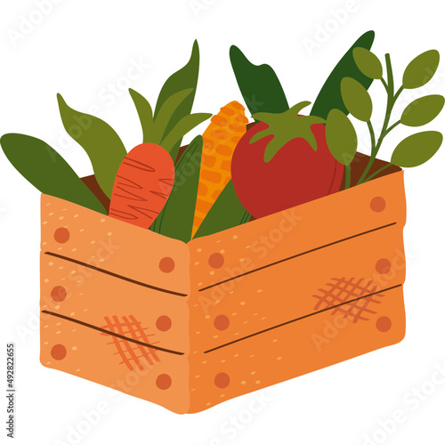 vegetables in wooden basket