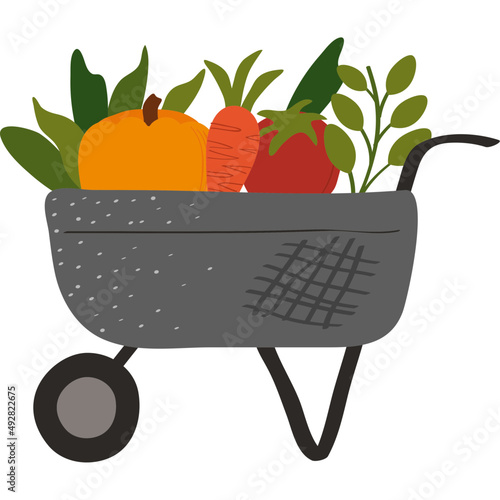 Stampa su tela vegetables in wheelbarrow
