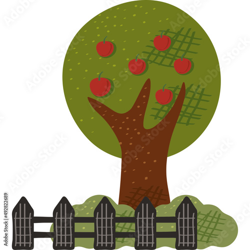 apples tree and fence