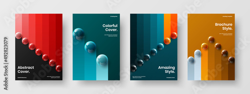 Fresh 3D balls presentation illustration composition. Premium book cover vector design layout bundle.